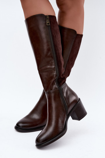 Insulated long boots with heels Vinceza 58652 chocolate 2