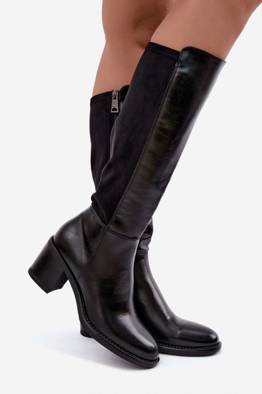Insulated long boots with heels Vinceza 58652 black