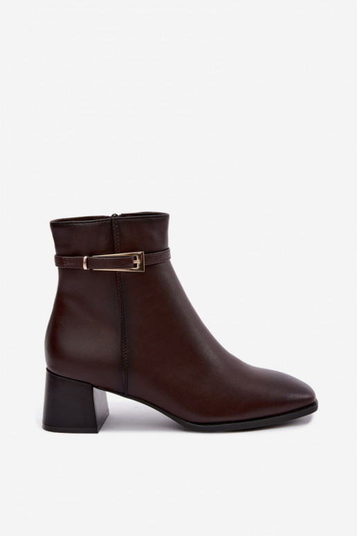 Insulated women's ankle boots with buckles Sergio Leone BT-34 chocolate