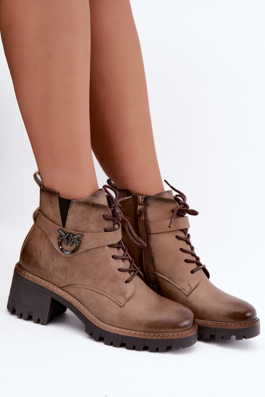 Warm women's ankle boots in brown Calielle