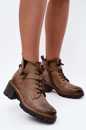 Warm women's ankle boots in brown Calielle 2
