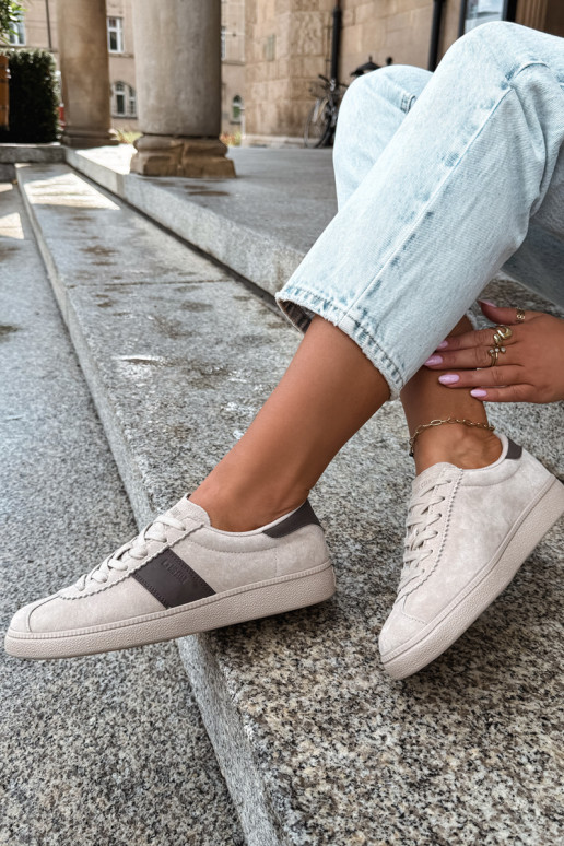 Faux suede women's sneakers Big Star UU274440 in sand