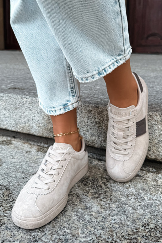 Sportowe buty damskie z sztucznej zamszowej skóry Big Star UU274440 w kolorze piaskowym