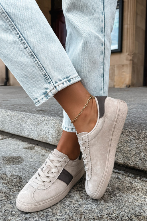 Faux suede women's sneakers Big Star UU274440 in sand