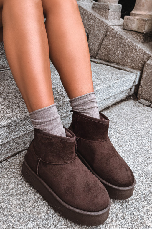 Snow boots with platform Big Star UU274223 in chocolate