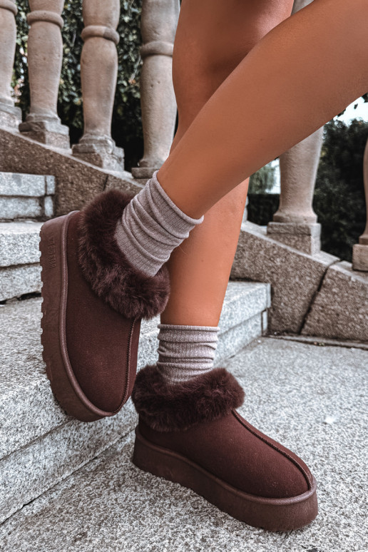 Snow boots with platform and fur Big Star UU274203 in chocolate