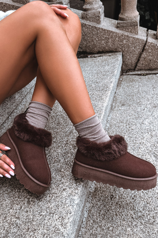 Snow boots with platform and fur Big Star UU274203 in chocolate