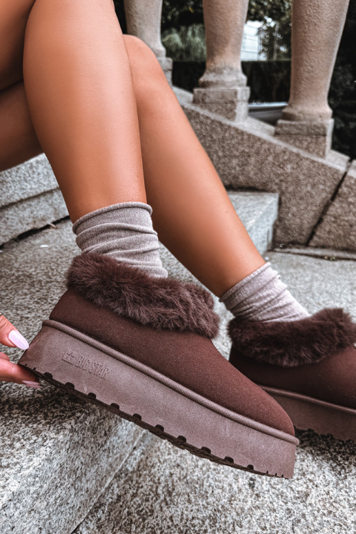 Snow boots with platform and fur Big Star UU274203 in chocolate