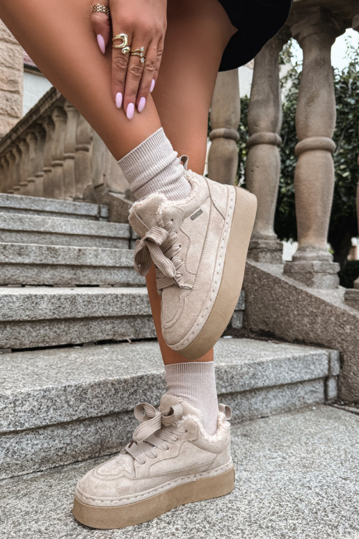 Laced snow boots with platform Big Star UU274187 in sand