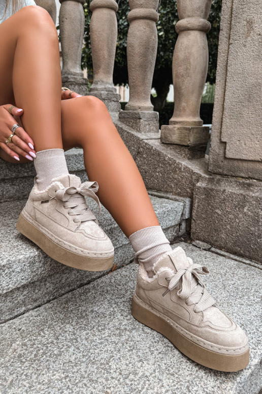 Laced snow boots with platform Big Star UU274187 in sand