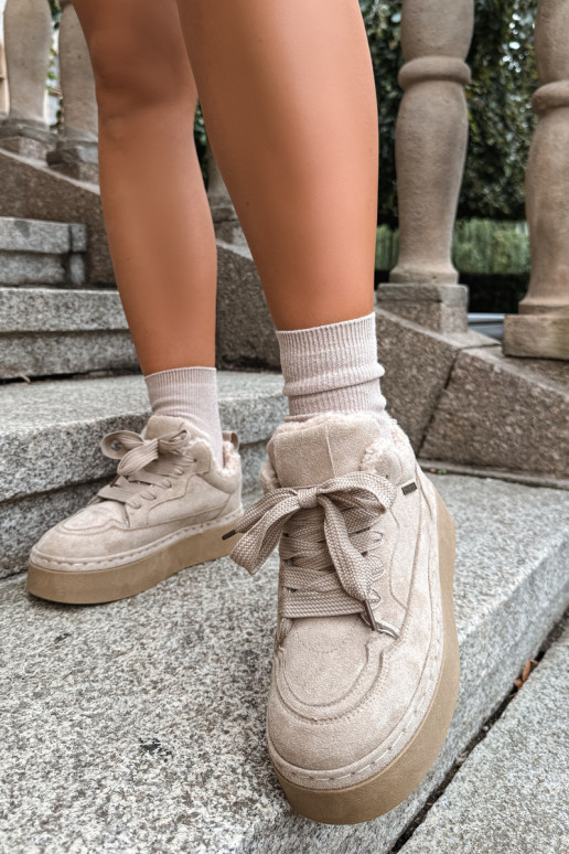 Laced snow boots with platform Big Star UU274187 in sand