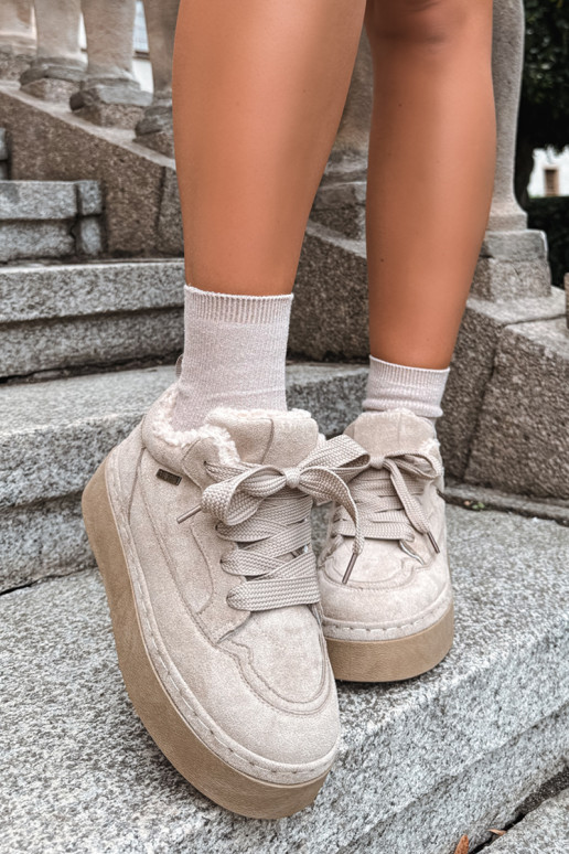 Laced snow boots with platform Big Star UU274187 in sand