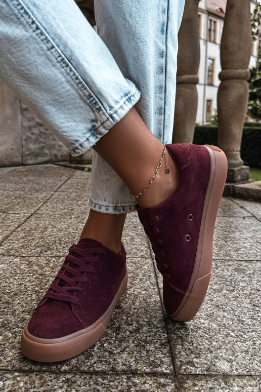 Sportowe buty damskie Big Star UU274242 w bordowym kolorze
