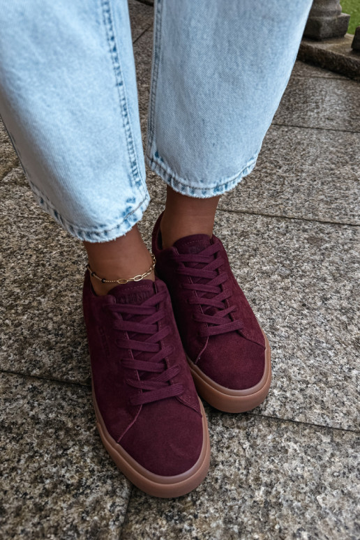 Sportowe buty damskie Big Star UU274242 w bordowym kolorze
