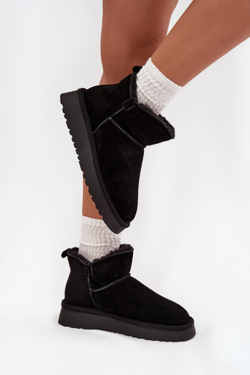 Faux suede insulated snow boots with fur inside Vinceza 97961 black