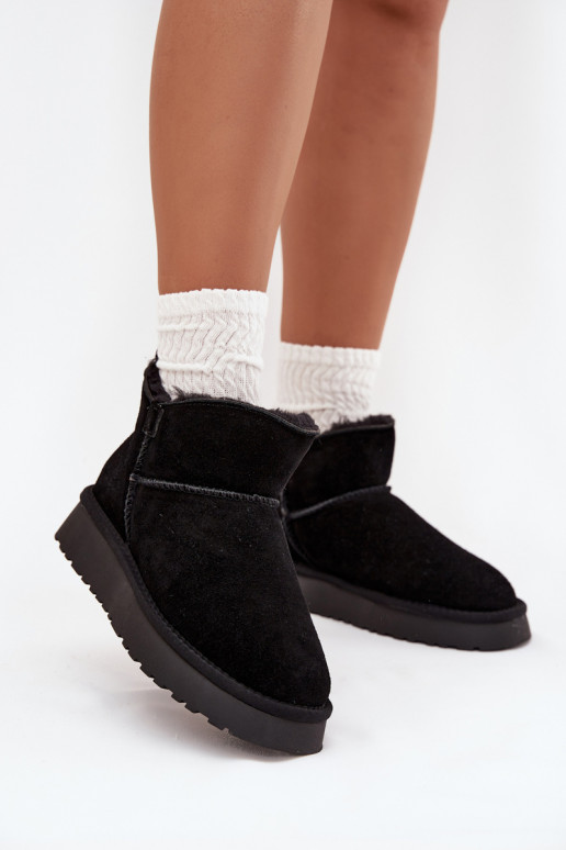 Faux suede insulated snow boots with fur inside Vinceza 97961 black