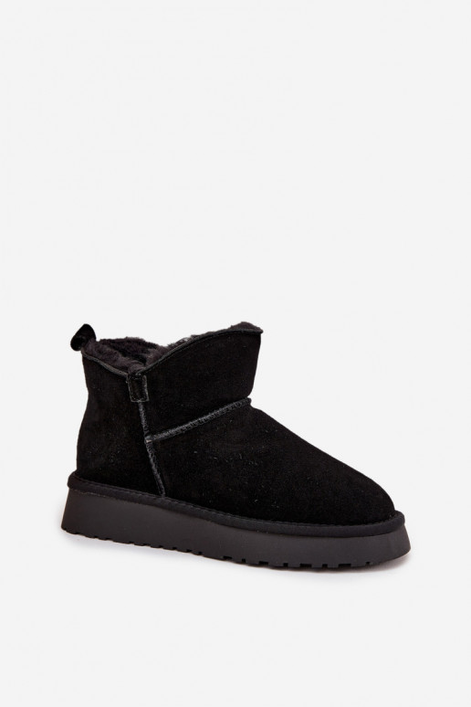 Faux suede insulated snow boots with fur inside Vinceza 97961 black