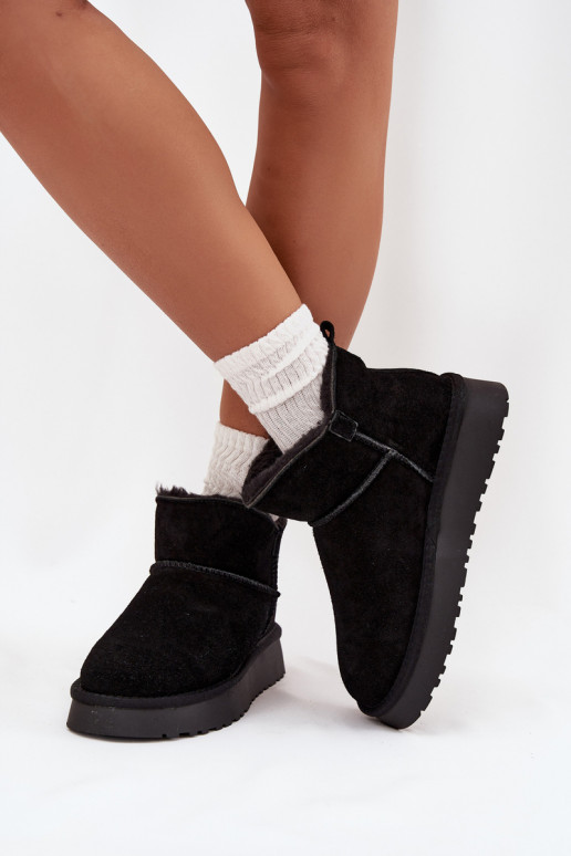Faux suede insulated snow boots with fur inside Vinceza 97961 black