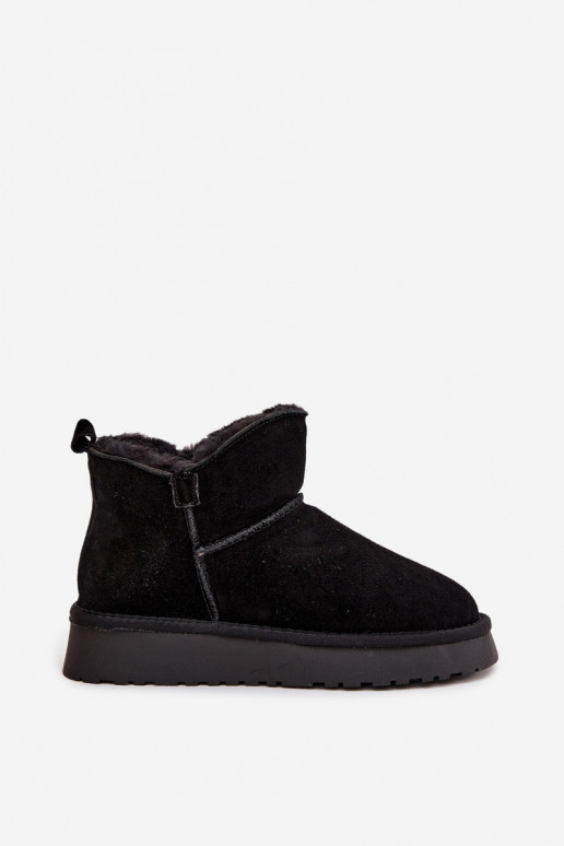 Faux suede insulated snow boots with fur inside Vinceza 97961 black