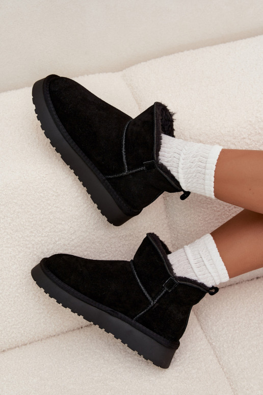 Faux suede insulated snow boots with fur inside Vinceza 97961 black