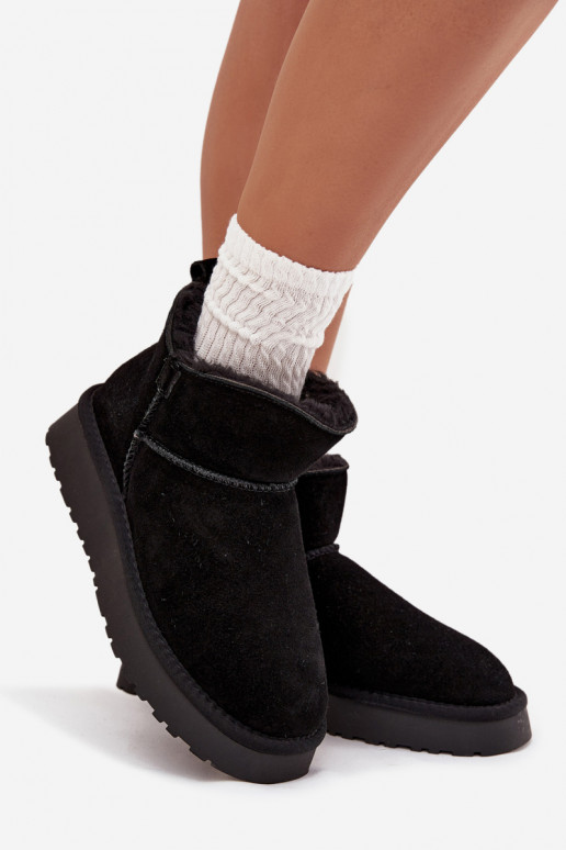 Faux suede insulated snow boots with fur inside Vinceza 97961 black