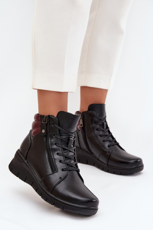 Faux suede insulated ankle boots with platform Vinceza 39963 black