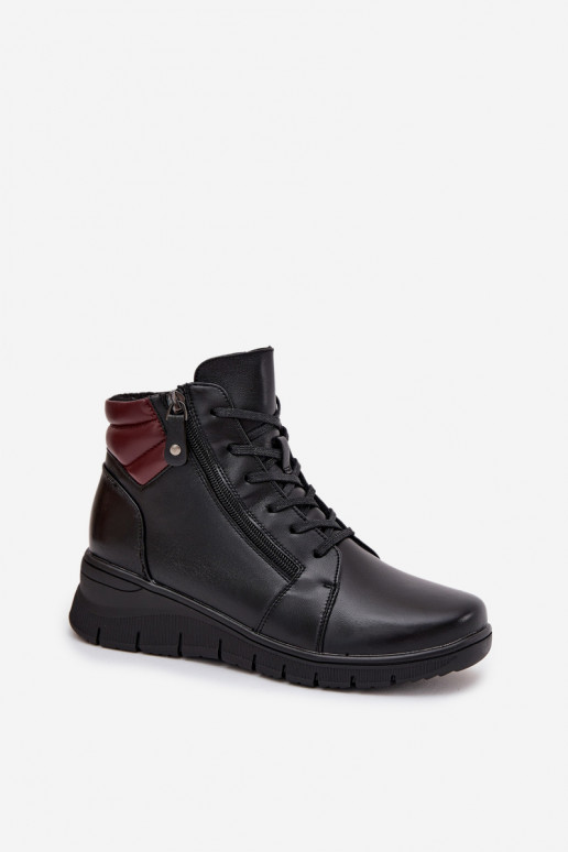 Faux suede insulated ankle boots with platform Vinceza 39963 black
