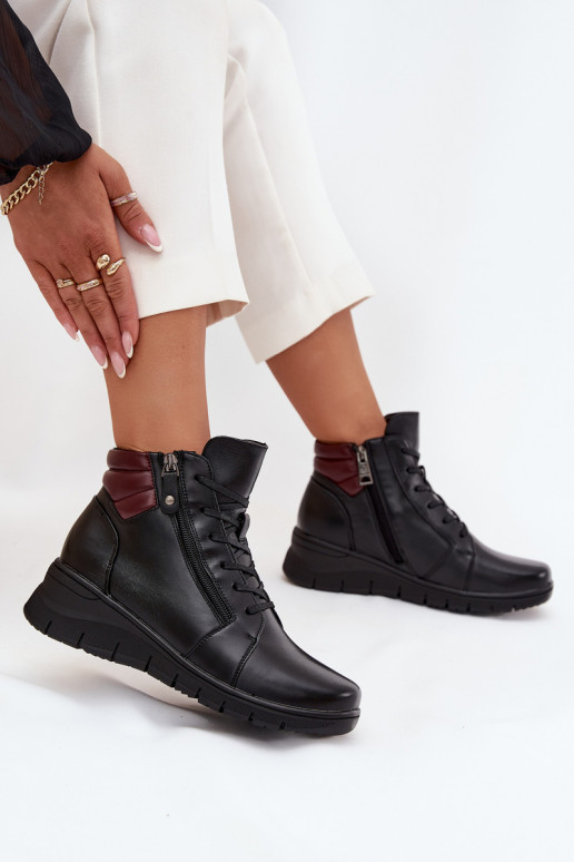 Faux suede insulated ankle boots with platform Vinceza 39963 black