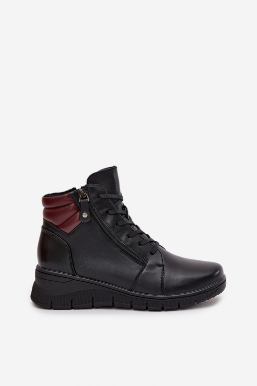 Faux suede insulated ankle boots with platform Vinceza 39963 black