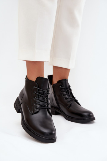 Faux suede insulated ankle boots with low heel Vinceza 39953 black 2