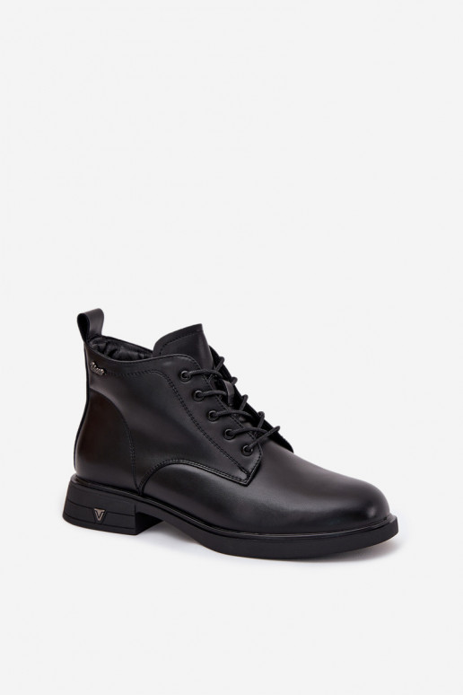 Faux suede insulated ankle boots with low heel Vinceza 39953 black