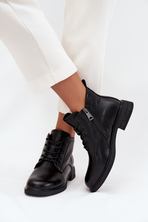 Faux suede insulated ankle boots with low heel Vinceza 39953 black