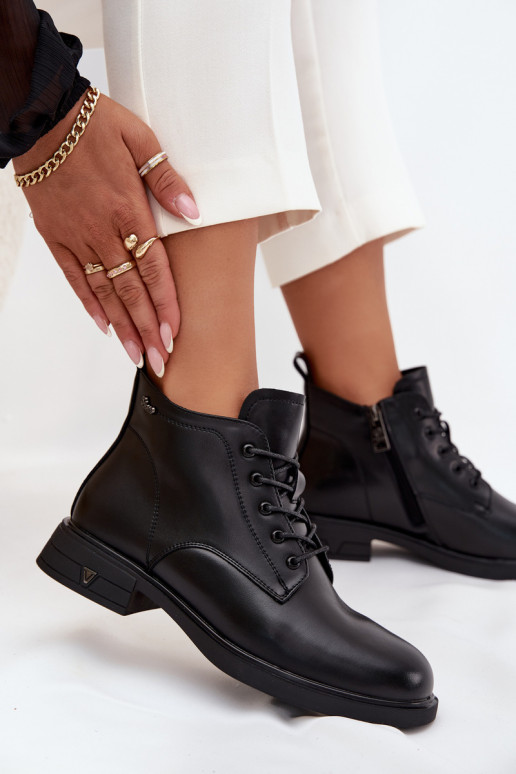 Faux suede insulated ankle boots with low heel Vinceza 39953 black