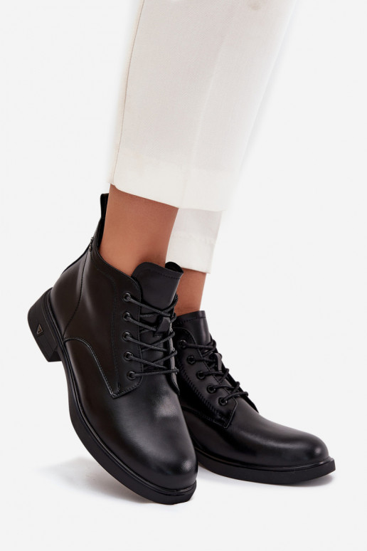 Faux suede insulated ankle boots with low heel Vinceza 39953 black