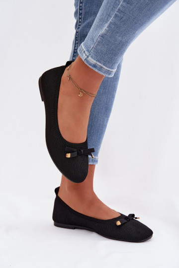 Black ballet flats with bows Amelivra