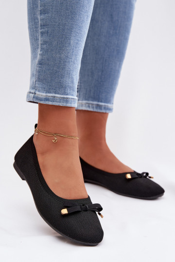 Black ballet flats with bows Amelivra 2