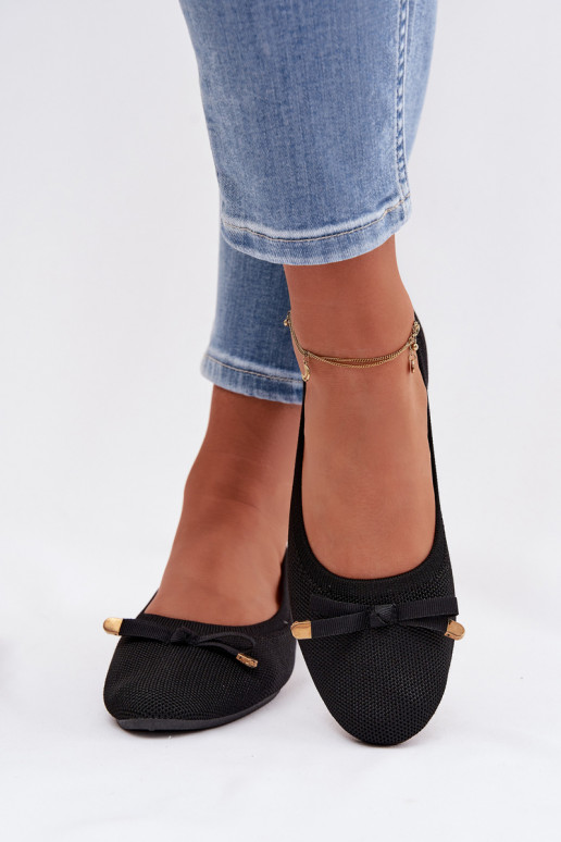 Black ballet flats with bows Amelivra