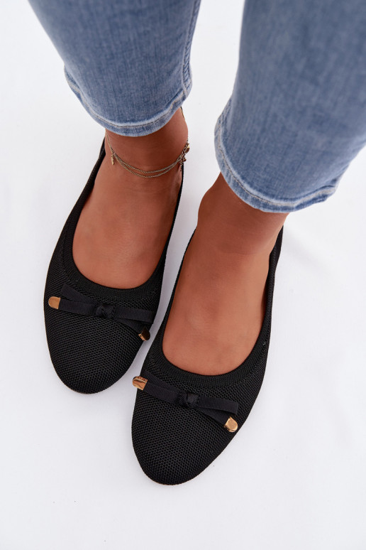 Black ballet flats with bows Amelivra