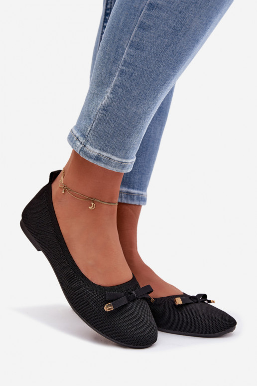 Black ballet flats with bows Amelivra