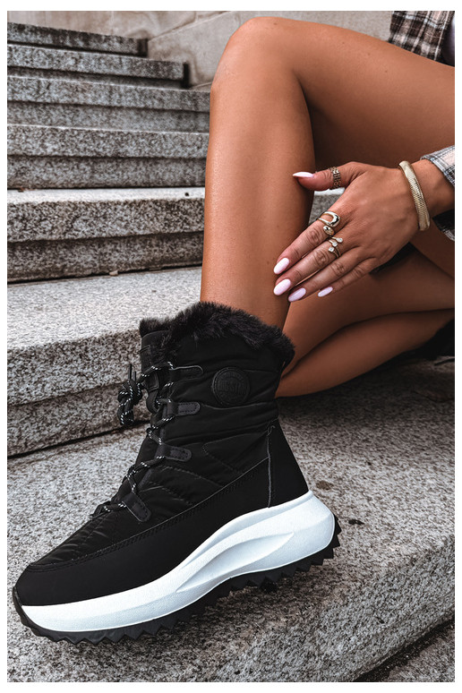 Women's snow boots with platform and fur black Big Star