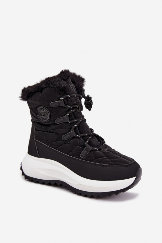 Women's snow boots with platform and fur black Big Star