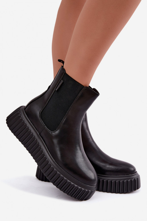 Stylish women's ankle boots with platform black Big Star