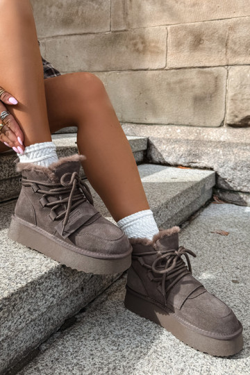 Women's suede snow boots brown Big Star