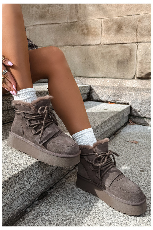 Women's suede snow boots brown Big Star