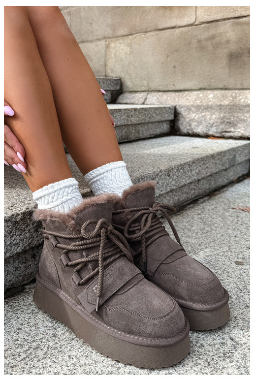 Women's suede snow boots brown Big Star