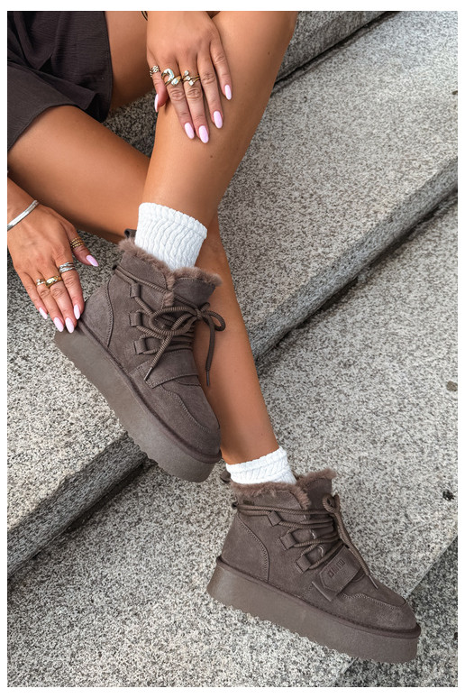 Women's suede snow boots brown Big Star