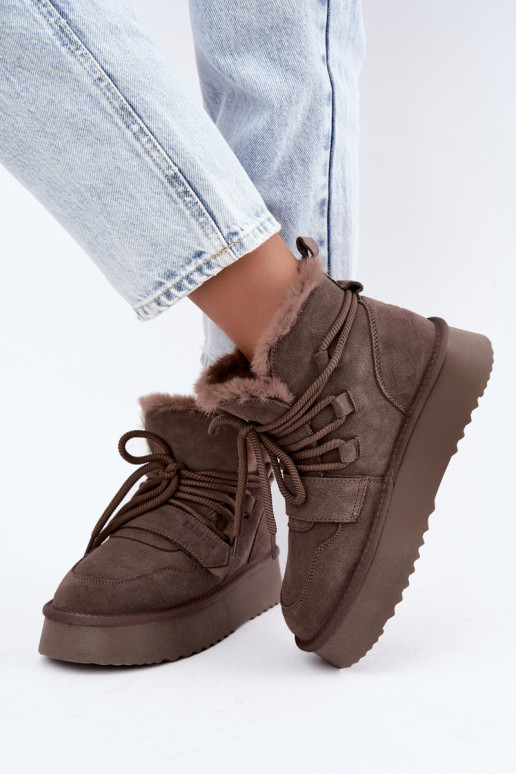 Women's suede snow boots brown Big Star