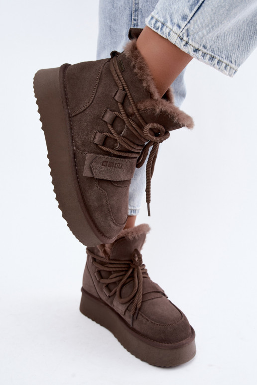 Women's suede snow boots brown Big Star