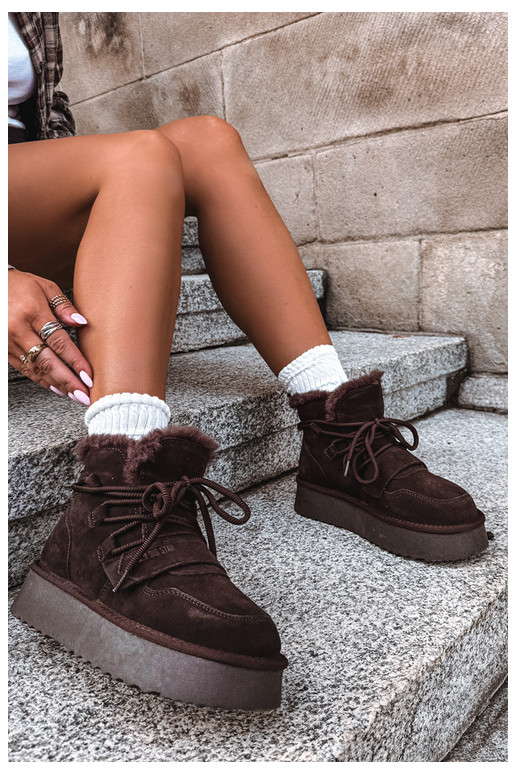 Women's suede snow boots chocolate Big Star