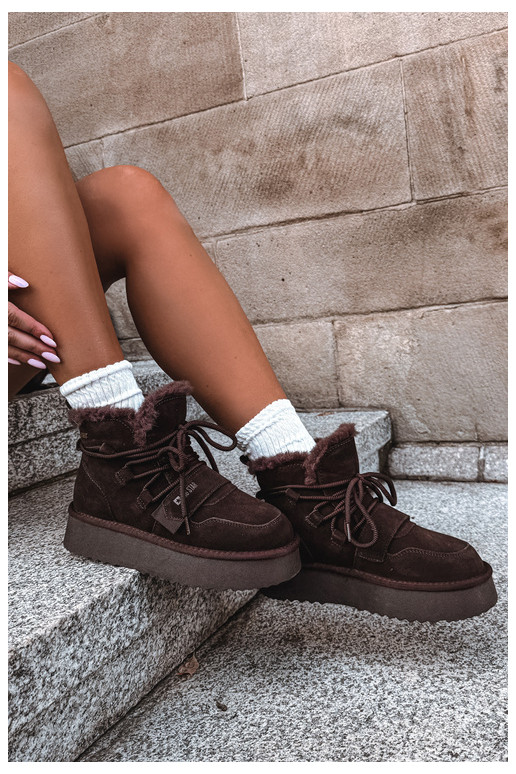Moteriški zomšiniai sniego batai šokoladinės spalvos Big Star